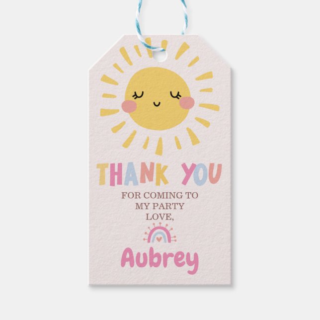 Unser kleiner Sonnenschein zum Geburtstag Danke Geschenkanhänger (Vorderseite)