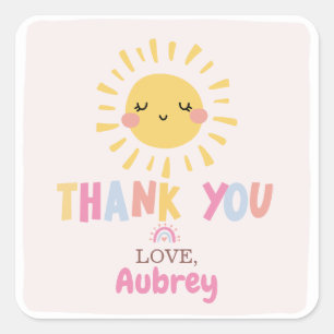 Unser kleiner Sonnenschein zum Geburtstag Danke Quadratischer Aufkleber