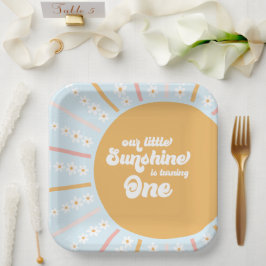 Unser kleiner Sunshine boho blumengeschmückter Geb Pappteller