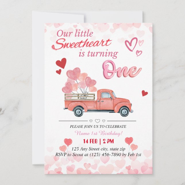 Unser kleiner Süße dreht sich um eins Einladung (Vorderseite)