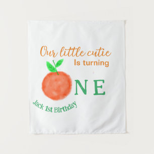 Unser kleiner süßer orangefarbener Geburtstagszitr Wandteppich
