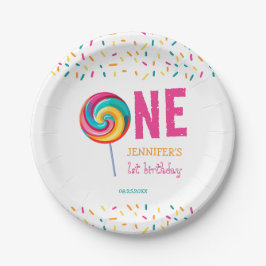 Unser kleiner Sweetheart Lollipop 1. Geburtstag Pappteller