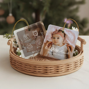 Unser kleiner Wunderbaby-Geburtsstatistik-Foto-And Keramikornament