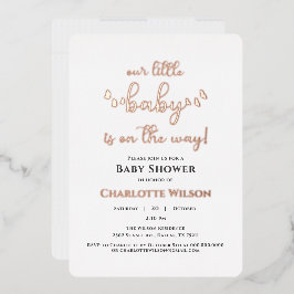 Unser kleines Baby ist unterwegs mit einer Babydus Folieneinladung