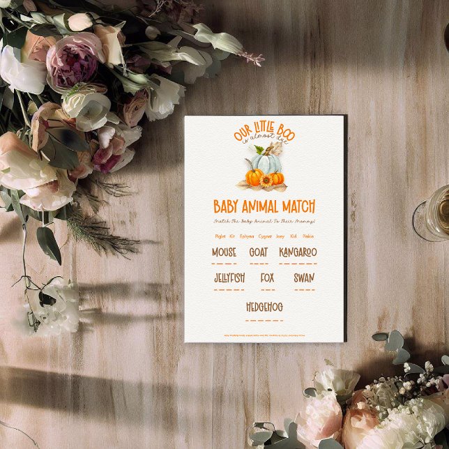 Unser kleines Boo Baby Shower Baby Animal Match Ga Begleitkarte (Von Creator hochgeladen)
