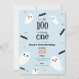 Unser kleines Boo Blue Halloween erster Geburtstag Einladung