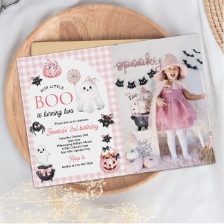 Unser kleines BOO Ghost Halloween 2. Geburtstags-F Einladung