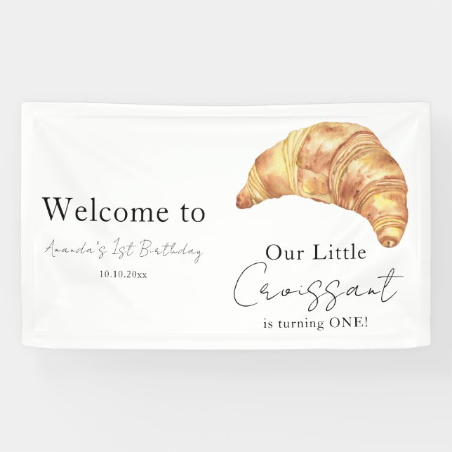 Unser kleines Croissant 1. Geburtstag Party Banner (Horizontal)