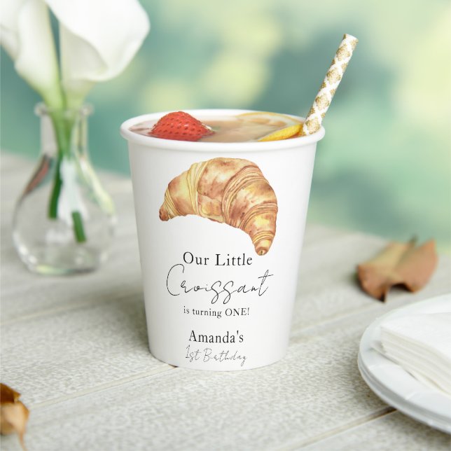 Unser kleines Croissant 1. Geburtstag Party Pappbecher (In Situ)