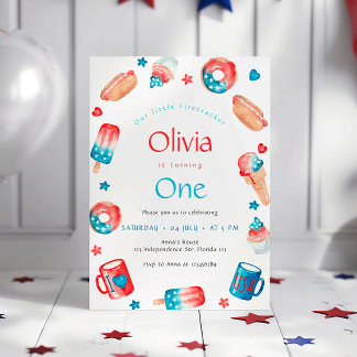 Unser kleines Firecracker 1. Geburtstag Party Einladung