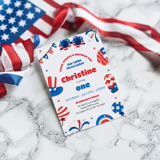 Unser kleines Firecracker 1. Geburtstag Party Einladung (Von Creator hochgeladen)