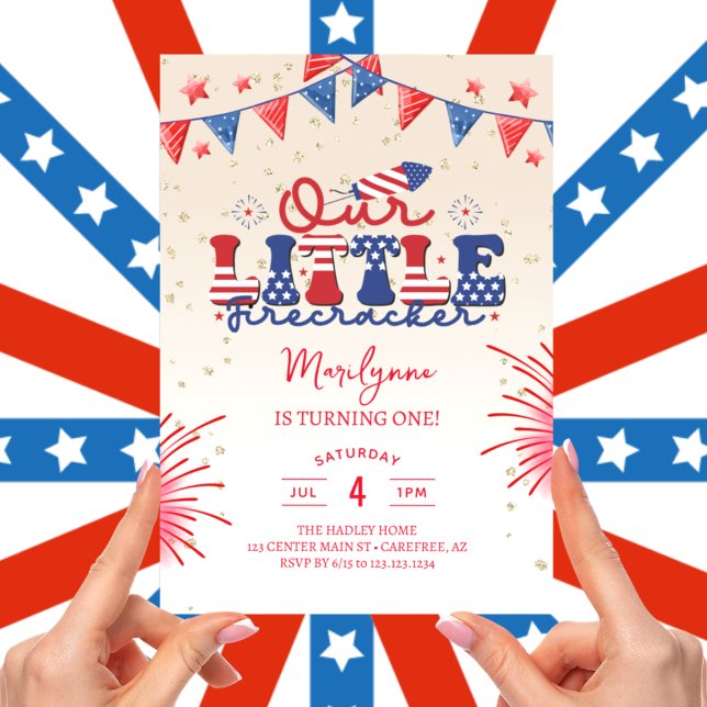 Unser kleines Firecracker Creme 1. Geburtstag Part Einladung (Von Creator hochgeladen)