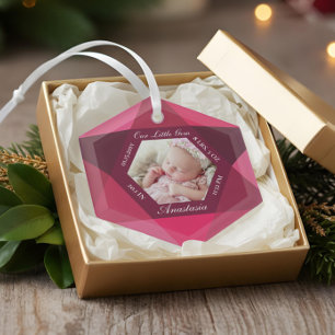 Unser kleines Gem July Birthstone Baby Birth Stats Ornament Aus Glas