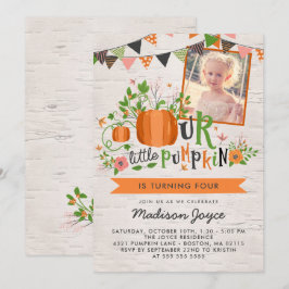 Unser kleines Kürbis-Kindergeburtstag-Party-Foto Einladung