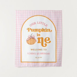 Unser kleines Kürbismädchen 1. Geburtstagsbanner Wandteppich