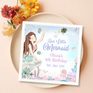 Unser kleines MeerjungMädchen 4. Geburtstag Party Serviette