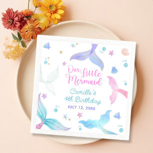 Unser kleines MeerjungMädchen 4. Geburtstag Party Serviette