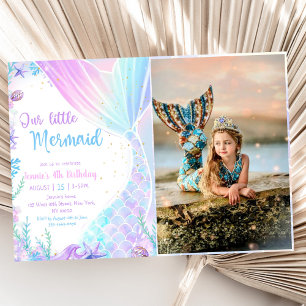Unser kleines Mermaid 4. Geburtstag Meerjungfrau-P Einladung