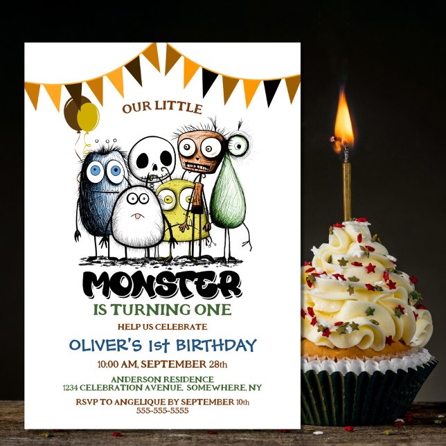 Unser kleines Monster 1. Geburtstag Party Einladung (Von Creator hochgeladen)