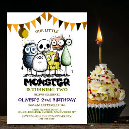 Unser kleines Monster 2. Geburtstag Party Einladung