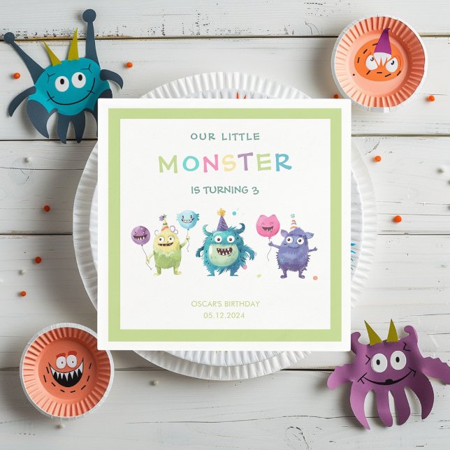 Unser kleines Monster | Drei farbige Monster Serviette (Von Creator hochgeladen)
