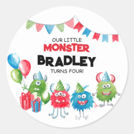 Unser kleines Monster | Foto Birthday Party Runder Aufkleber