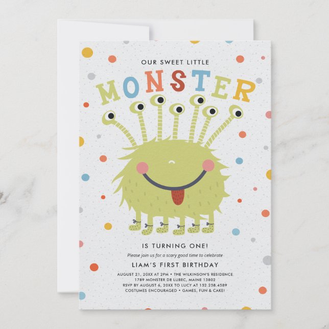 Unser kleines Monster Geburtstag Einladung (Vorderseite)