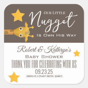 "Unser kleines Nugget" Baby Dusche bevorzugt Leben Quadratischer Aufkleber