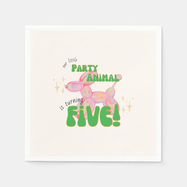Unser kleines Party Ballon Tier 5. Geburtstag Serviette (Vorderseite)