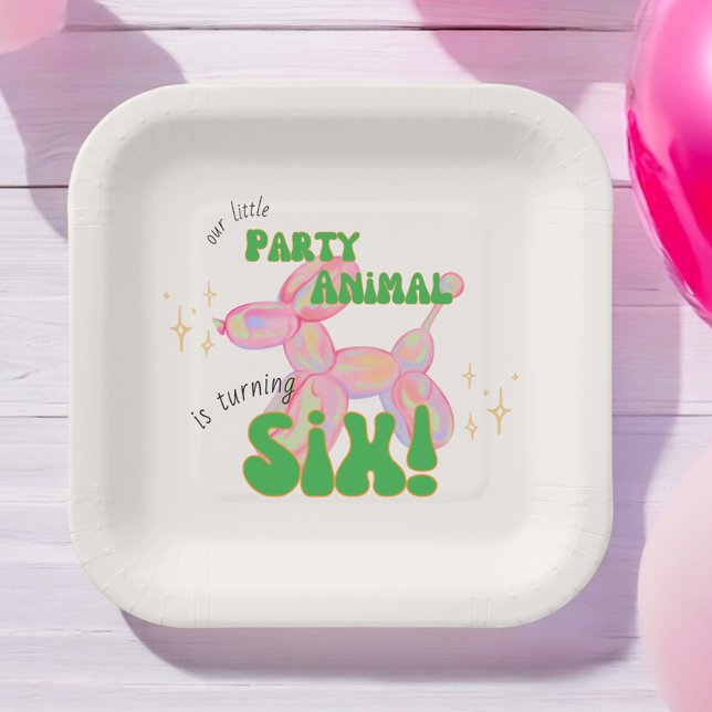 Unser kleines Party Ballon Tier 6. Geburtstag Pappteller (Von Creator hochgeladen)