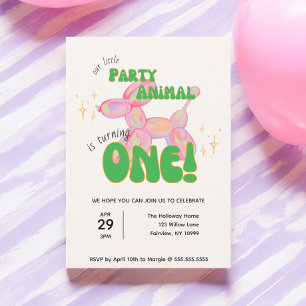 Unser kleines Party Balloon Tier 1. Geburtstag Einladung