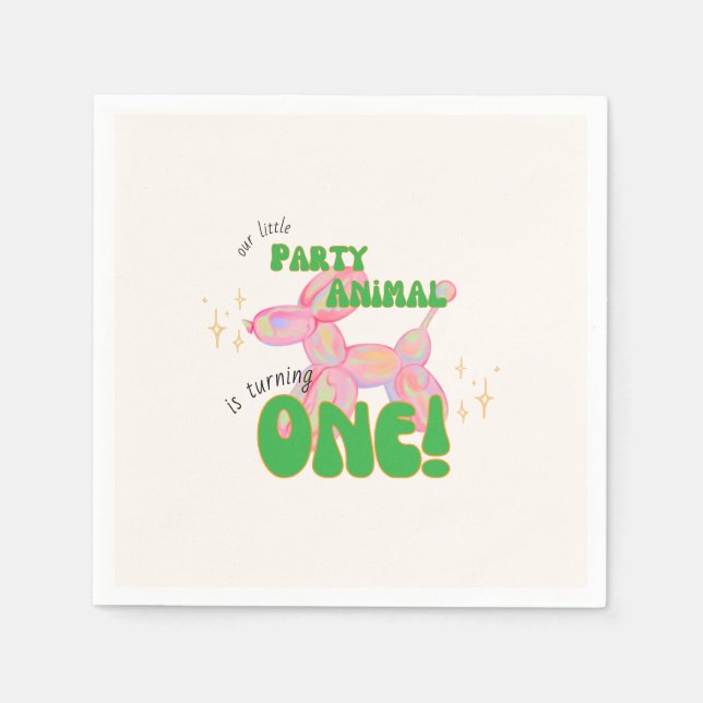 Unser kleines Party Balloon Tier 1. Geburtstag Serviette (Vorderseite)