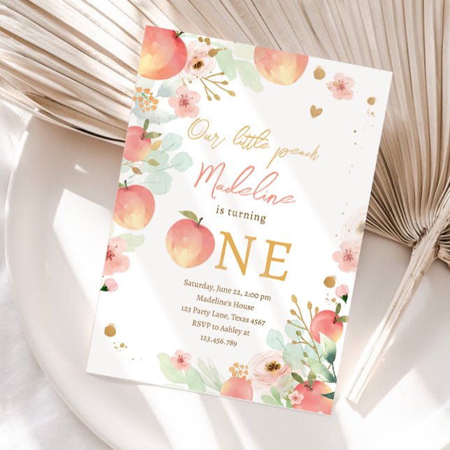 Unser kleines Peach Girl Sweet 1. Geburtstag Einladung (Von Creator hochgeladen)