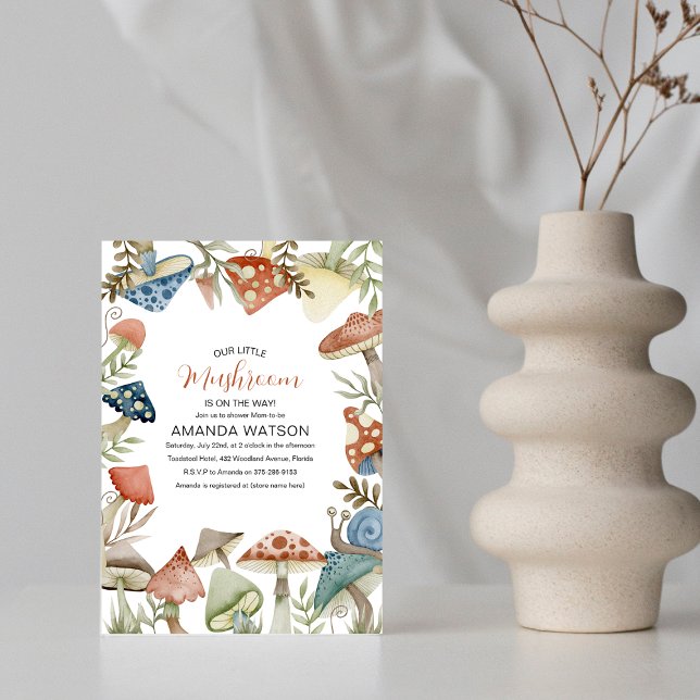 Unser kleines Pilz ist unterwegs! Baby Shower Inv Einladung (Von Creator hochgeladen)