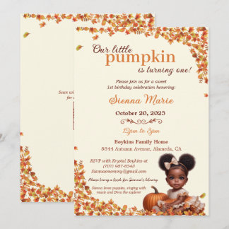Unser kleines Pumpkin Afro Puff Baby Girl Geburtst Einladung