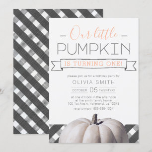 Unser kleines Pumpkin Buffalo Kariert Herbst 1. Ge Einladung