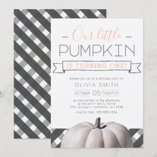 Unser kleines Pumpkin Buffalo Kariert Herbst 1. Ge Einladung
