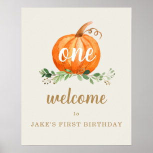 Unser kleines Pumpkin FirsBirthday Gefallen Begrüß Poster