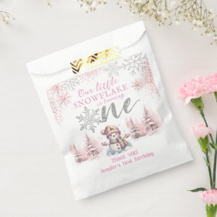 Unser kleines Schneeflocken Girl Pink Silver 1. Ge Geschenktütchen