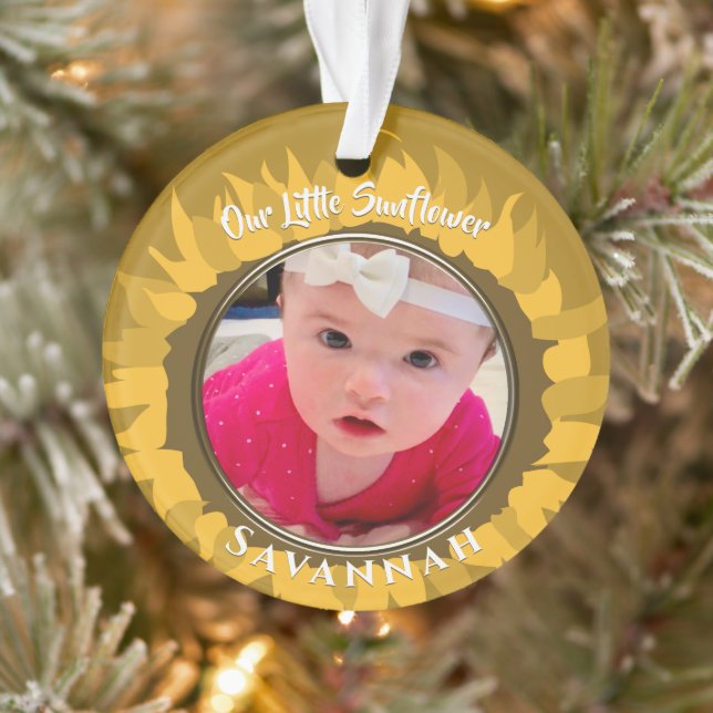 Unser kleines Sonnenblumenbaby-Foto Ornament (Baum)