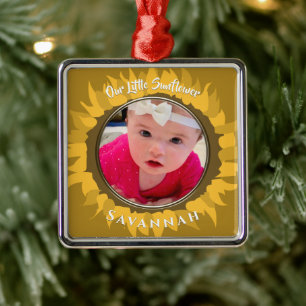 Unser kleines Sonnenblumenbaby-Foto Ornament Aus Metall