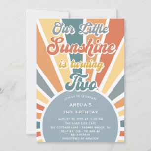 Unser kleines Sonnenlicht 2. Geburtstag Rainbow-Pa Einladung