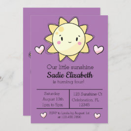 Unser kleines Sonnenschein-Mädchen PurpleGeburtsta Einladung
