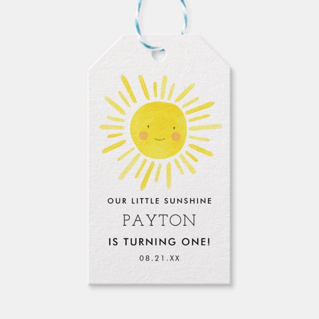 Unser kleines Sonnenschein-Party-Mädchen 1. Geburt Geschenkanhänger (Vorderseite)