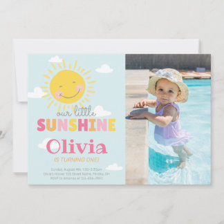 Unser kleines sonniges Foto pink zum Geburtstag je Einladung