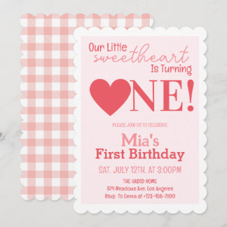 Unser kleines Sweetheart Erstes 1. Geburtstag Part Einladung
