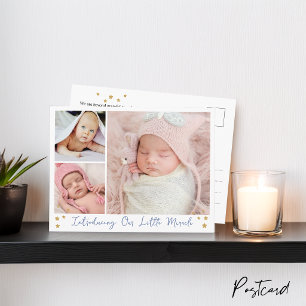Unser kleines Wunderkind Gold Star 3 Fotos Baby Ankündigungspostkarte