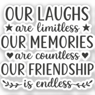Unser Lachen ist grenzenlos Freundschaft Zitat Aufkleber