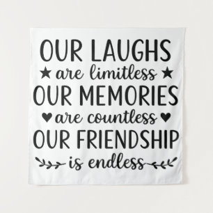 Unser Lachen ist grenzenlos Freundschaftszitat Wandteppich
