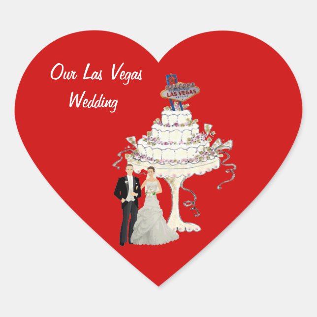 Unser Las Vegas-Hochzeitsticker Herz-Aufkleber (Vorderseite)
